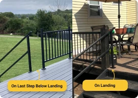 Step 1: Decide the position of your handrail post (on step or on landing)