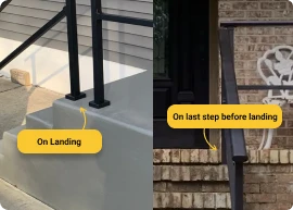 Step 2: Decide the position of your handrail post (on step or on landing)