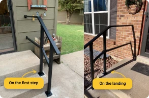Step 1: Decide the position of your handrail post (on step or on landing)