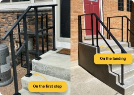 Step 1: Decide the position of your handrail post (on step or on landing)