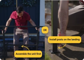 Step 3: Assemble the flat rail unit first or install on the landing directly