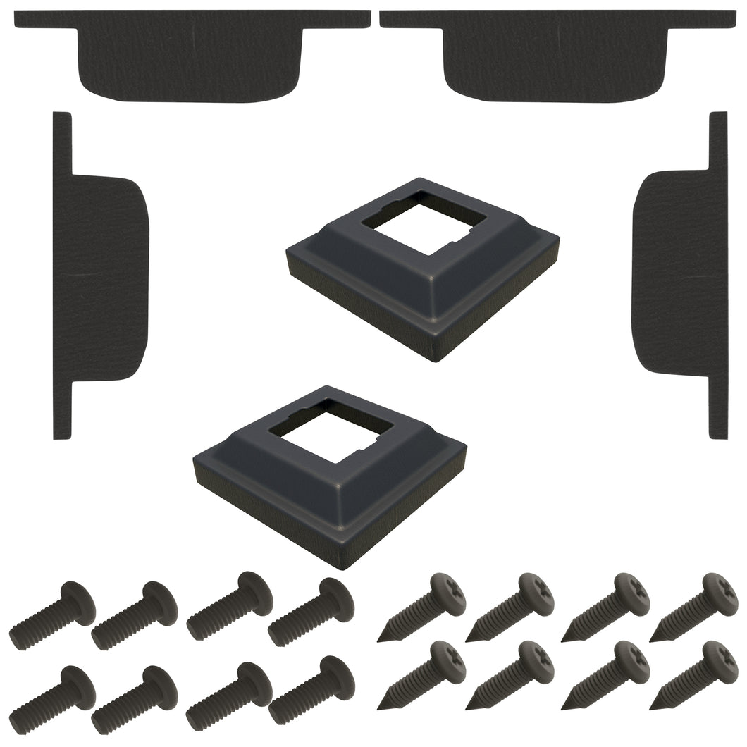 Flat Brackets (2 Middle Rail + 2 Top Rail) + METAL Post Covers