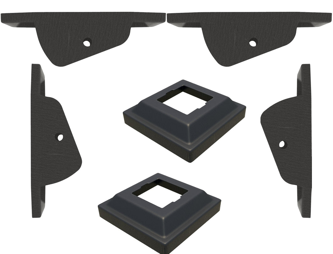 Stairs Brackets (2 Middle Rail + 2 Top Rail) + METAL Post Covers